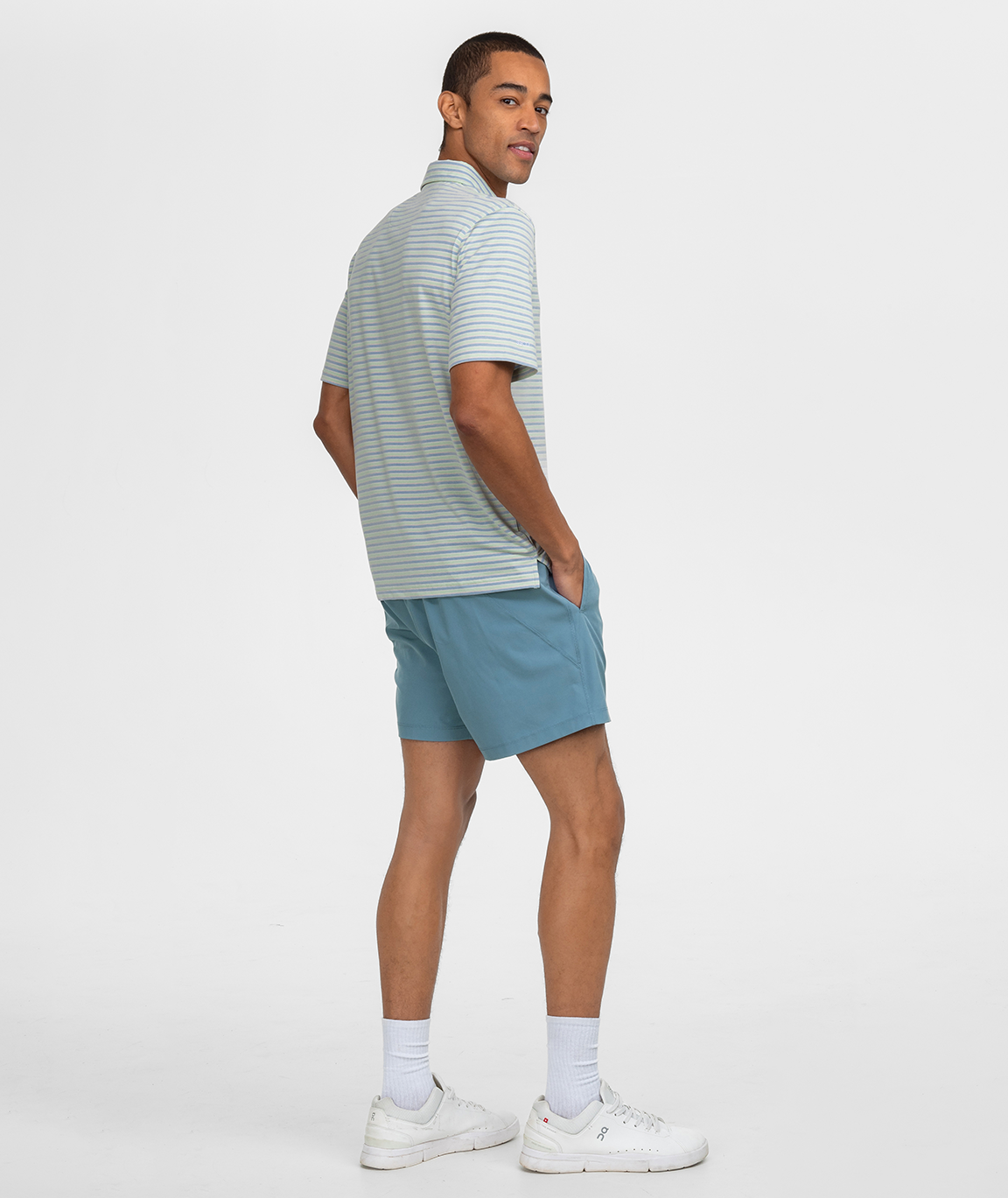 Cahaba Heather Stripe Polo - Palmetto - Image 3