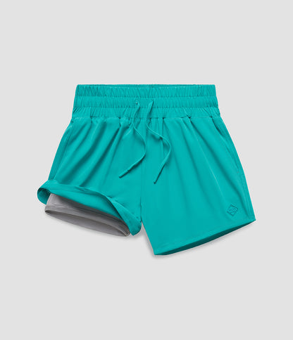 Womens Lined Hybrid Shorts - Emerald City - Image 1