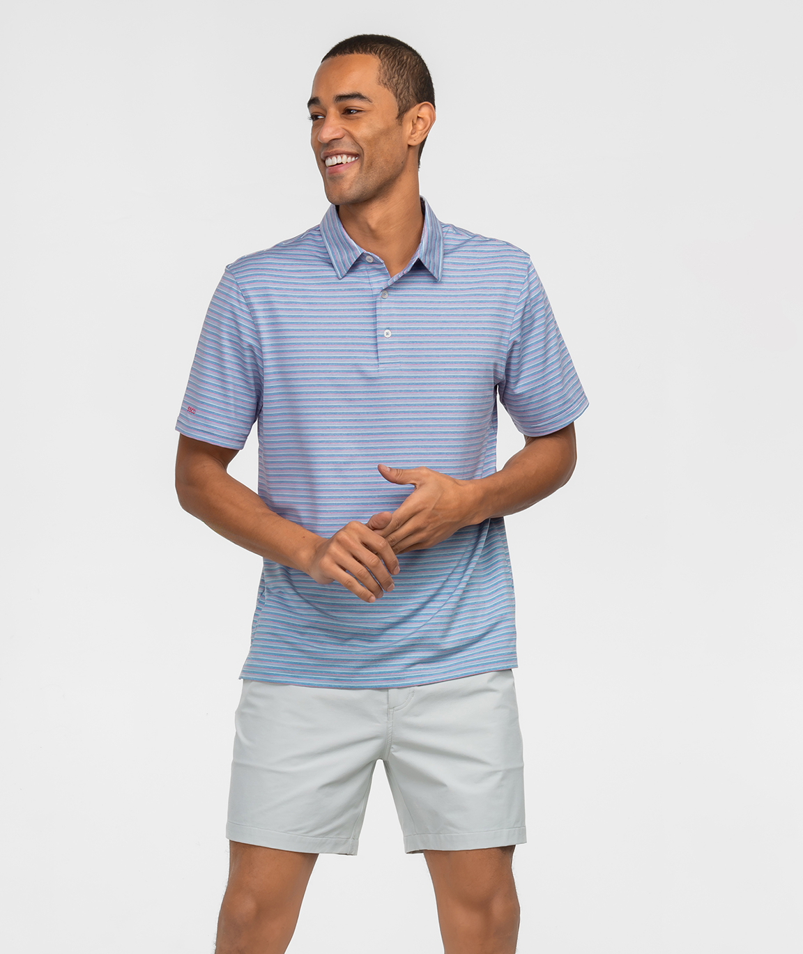 Cahaba Heather Stripe Polo - Riviera - Image 2
