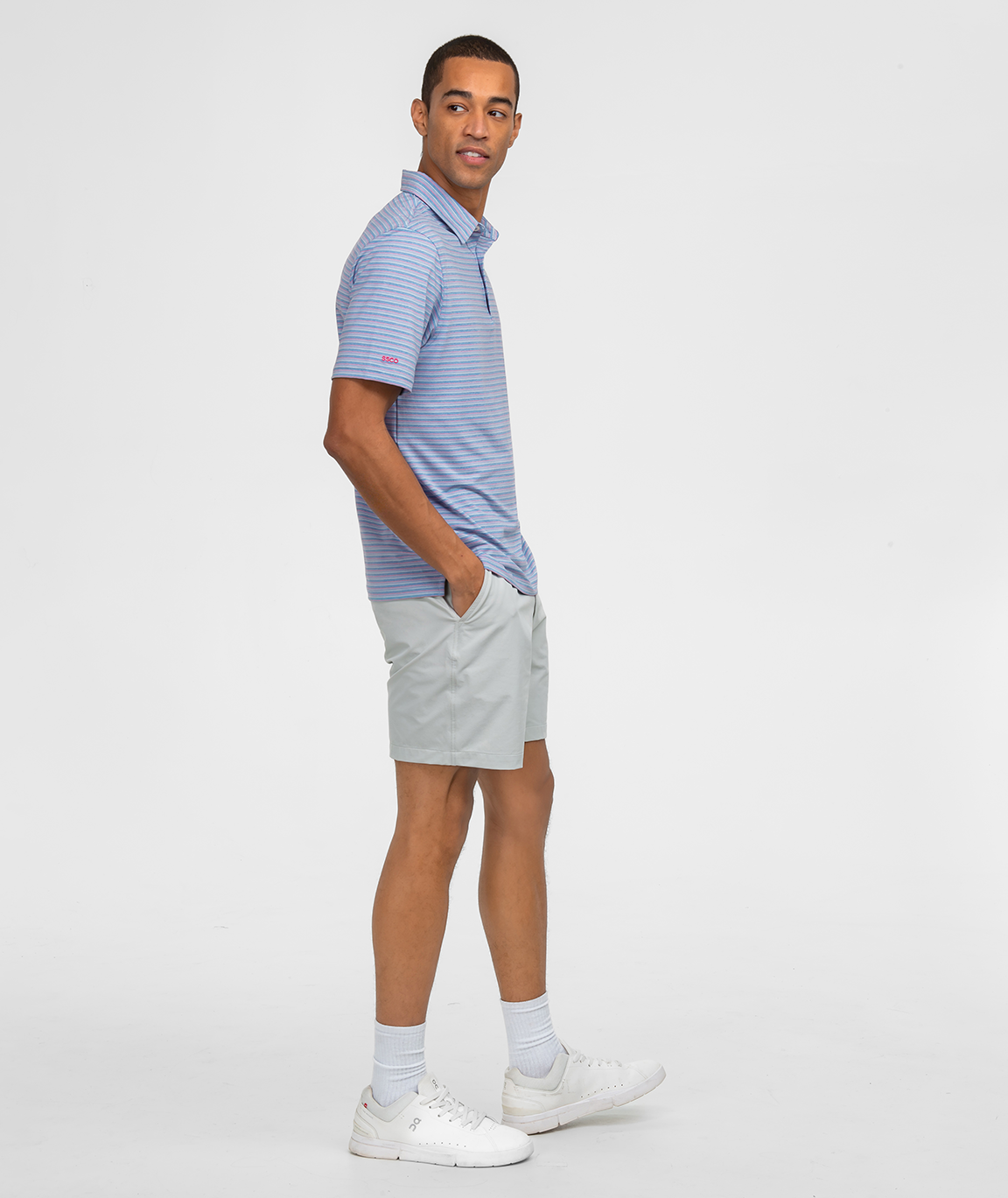 Cahaba Heather Stripe Polo - Riviera - Image 3