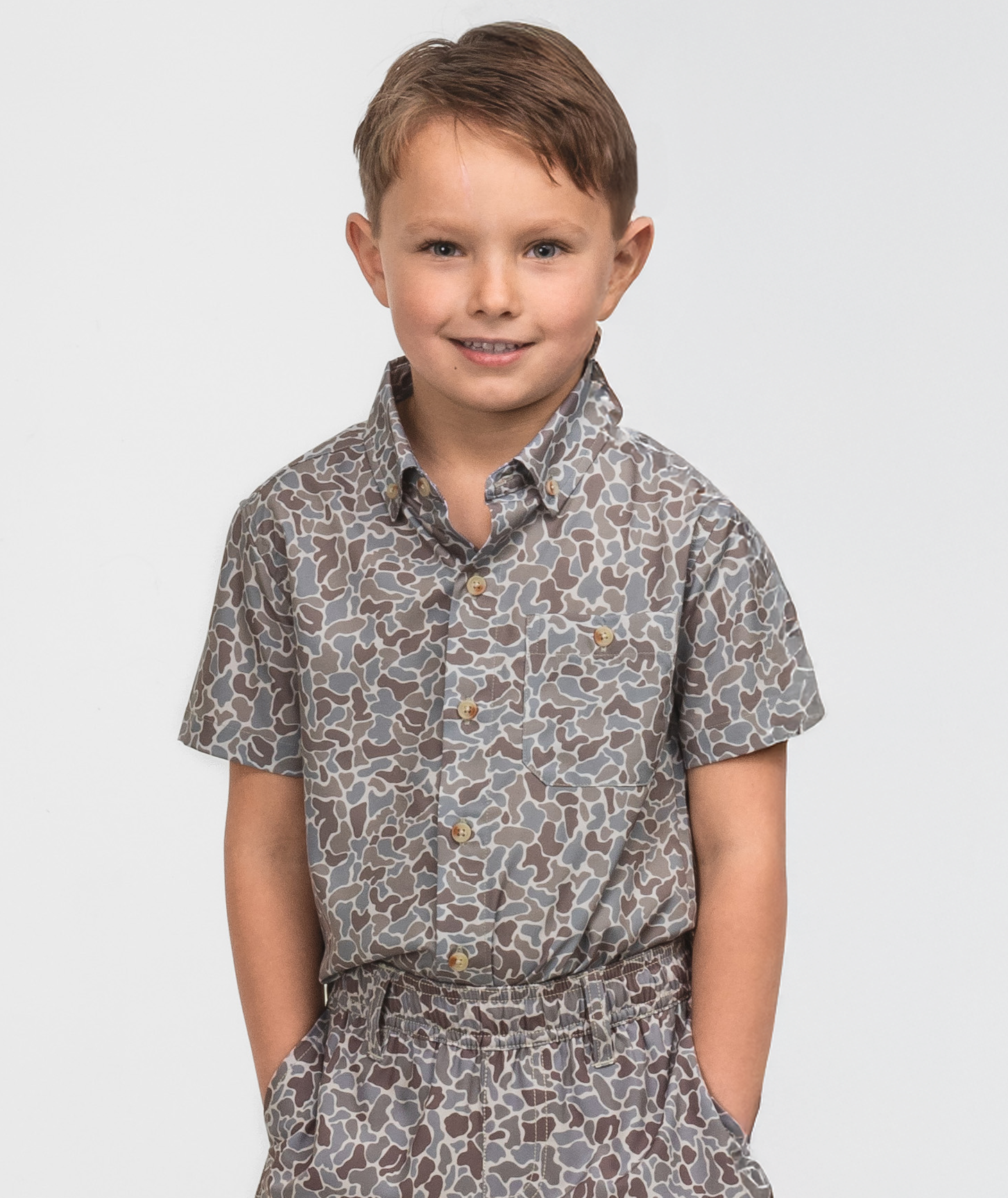 Boys Hunters Hideaway Baja Shirt SS - Ridgeline - Image 1