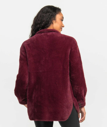 Feather Knit Shacket - Bordeaux - image 3