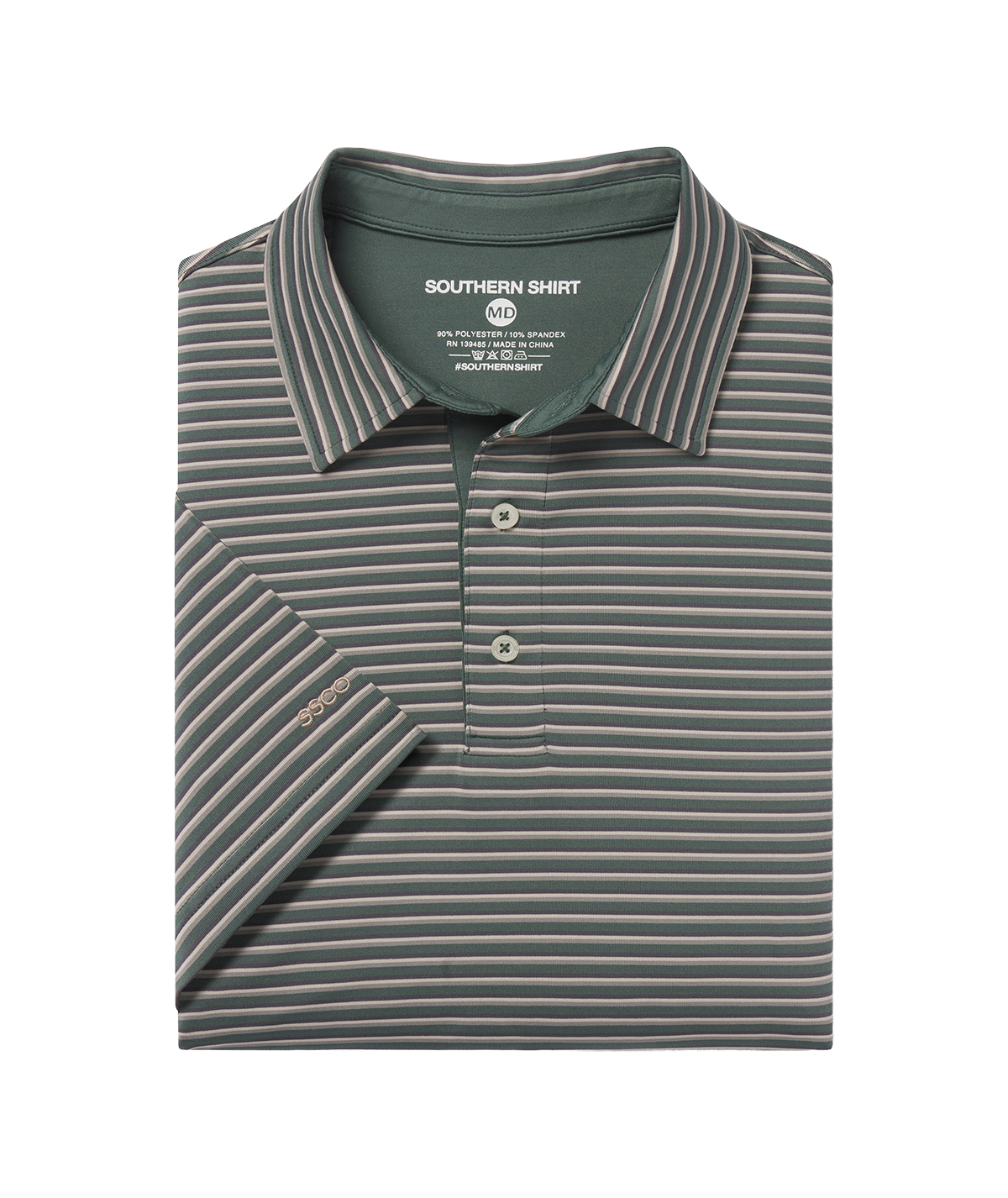 Crestline Stripe Polo - Dark Forest - Image 1