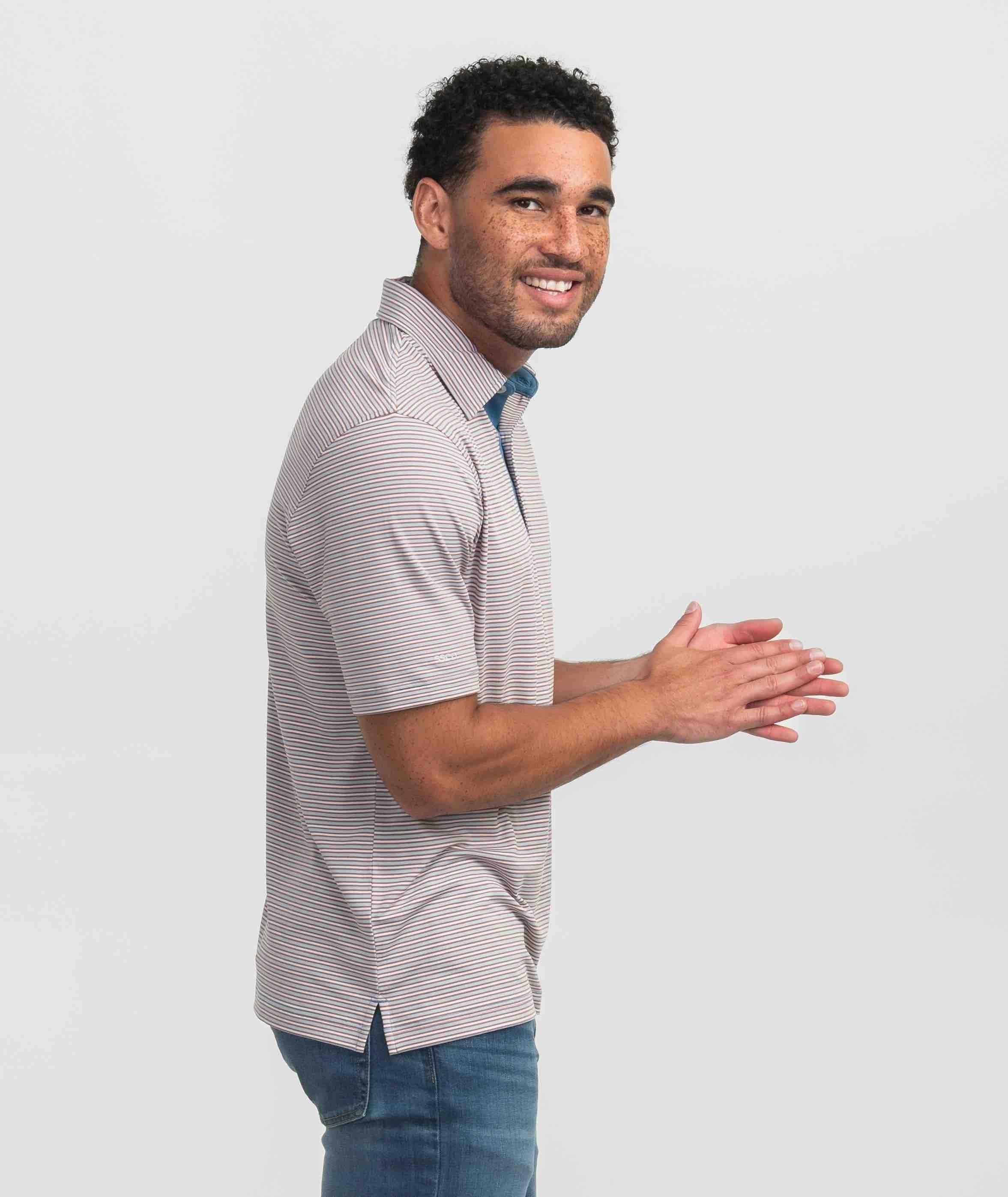 Scoreboard Stripe Polo - Smoke Blue - Image 3