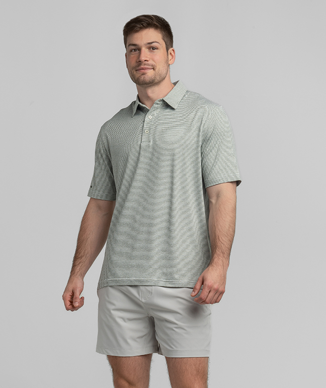 Heather Madison Stripe Polo - Dusty Olive - Image 2