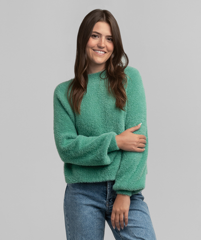 Feather Knit Mockneck Sweater - Aloe - image 1