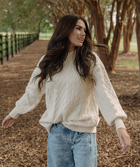 Comfy Cozy Cable Sweater - Parchment - Image 2