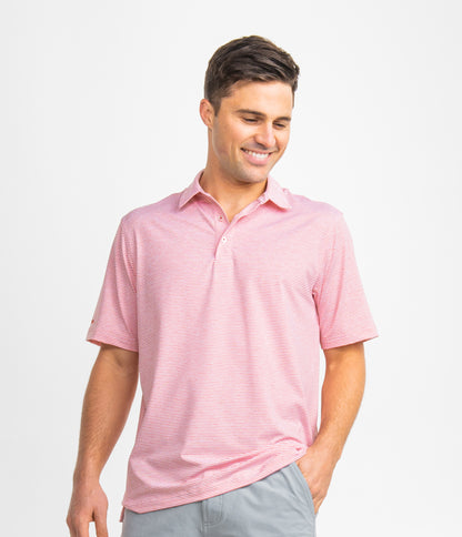 Heather Madison Stripe Polo - Fire Coral - Image 2