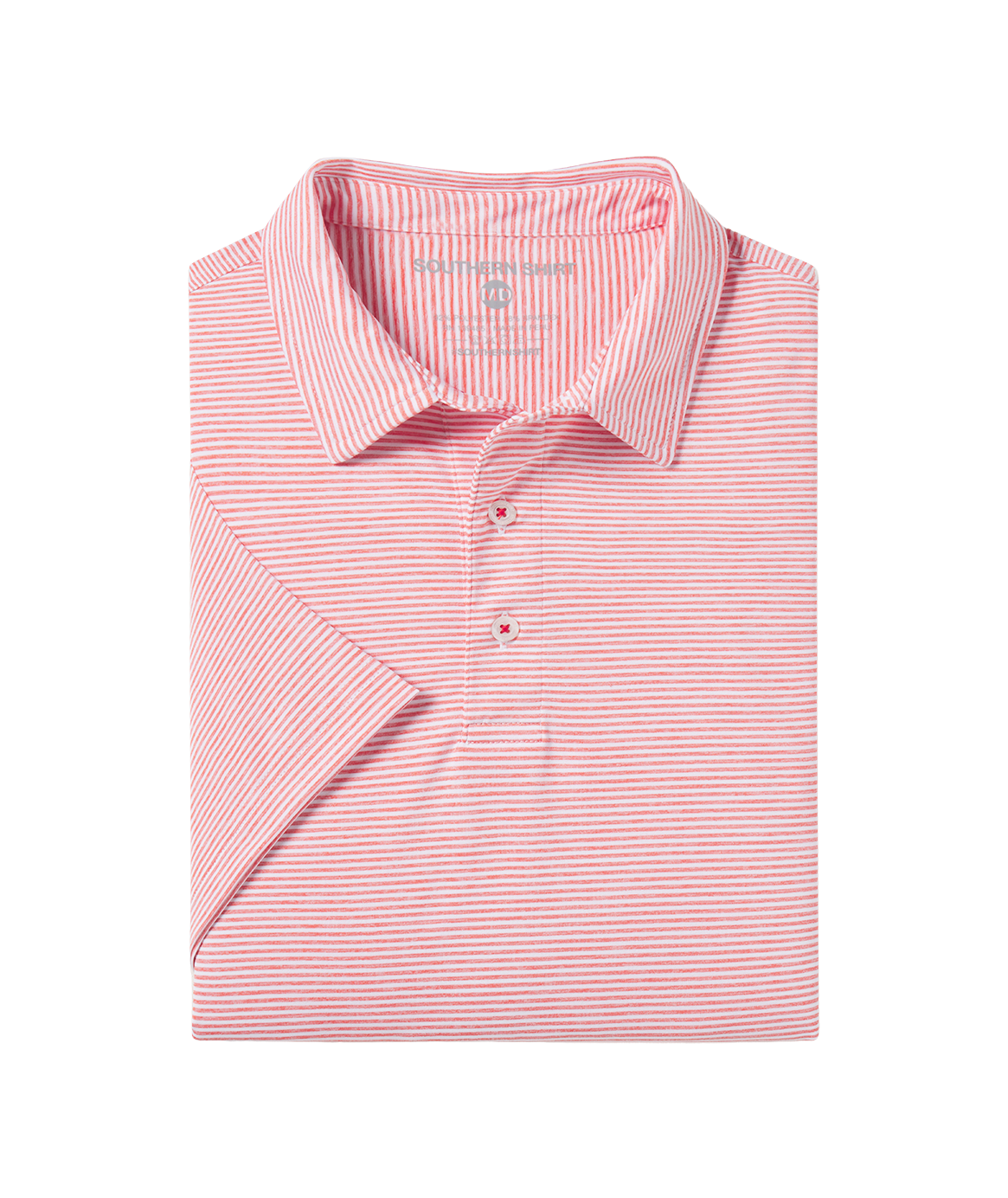 Heather Madison Stripe Polo - Fire Coral - Image 1