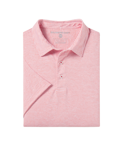 Heather Madison Stripe Polo - Fire Coral - Image 1