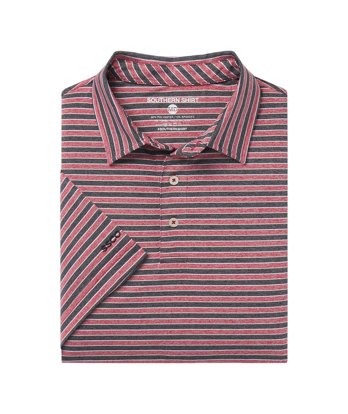 Cahaba Heather Stripe Polo - Black Cherry - Image 1