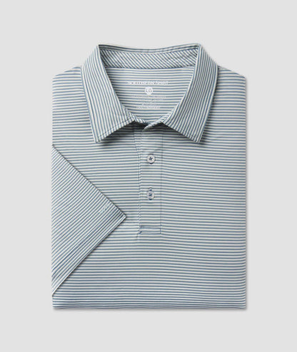 Largo Stripe Polo - Upland Green - Image 1