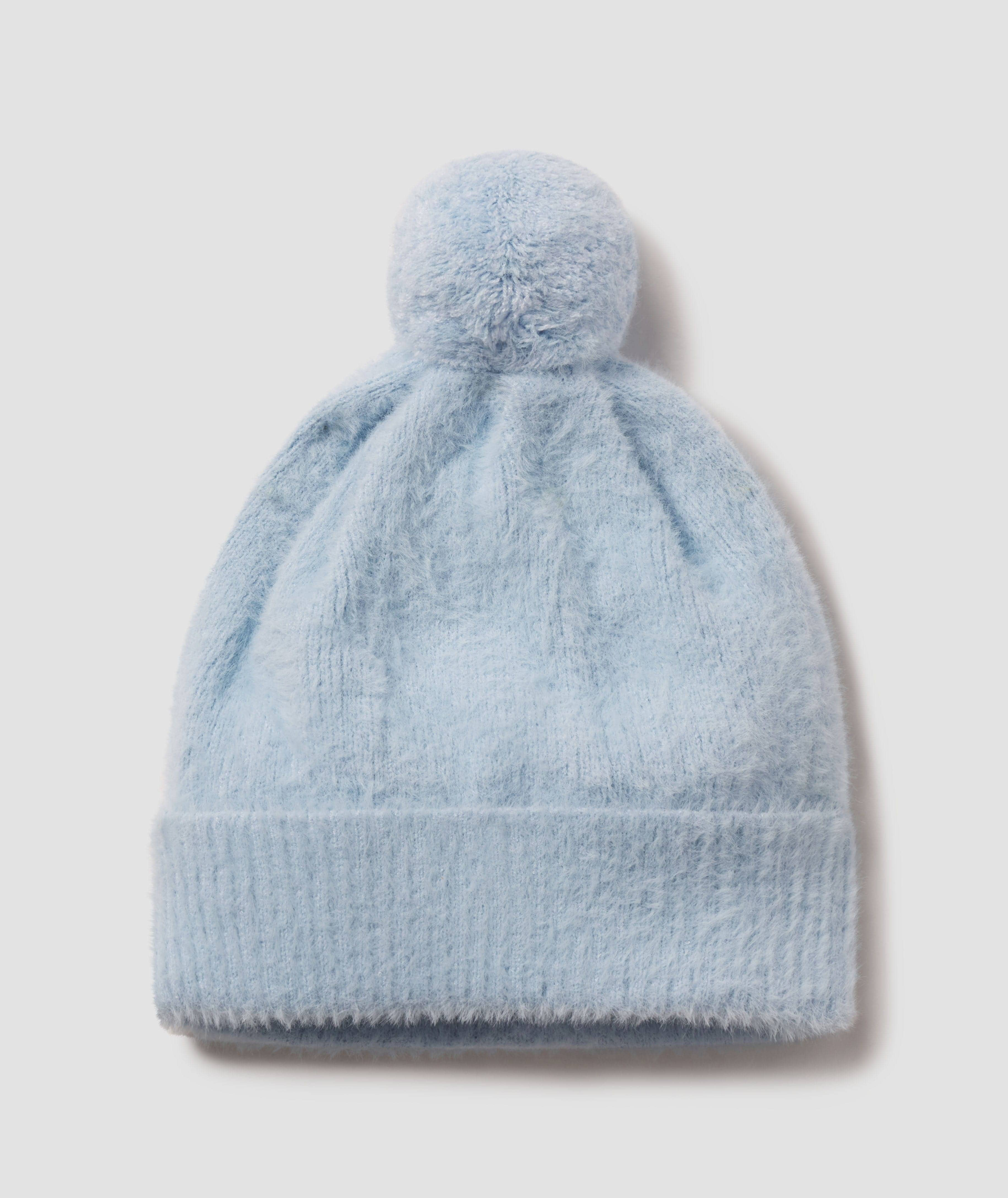 Ribbed Feather Knit Beanie