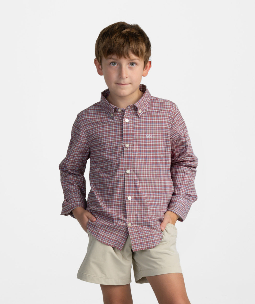 Boys Boone Plaid LS - Redwood - image 1