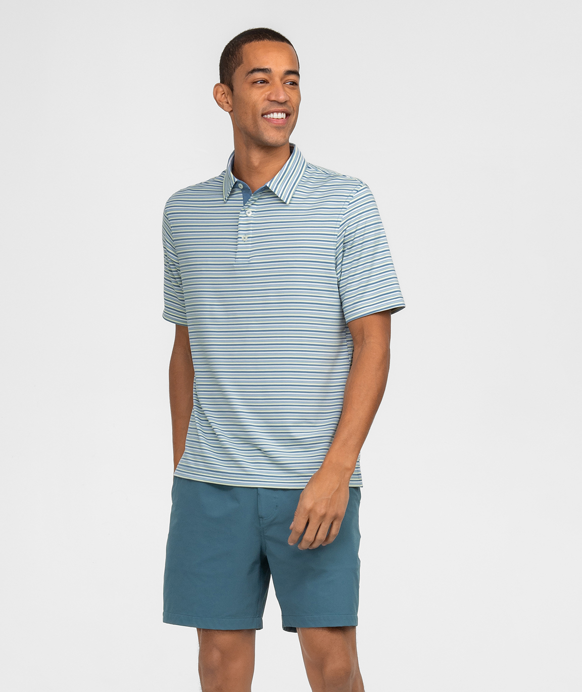 Grant Stripe Polo - Electric Wave - Image 2