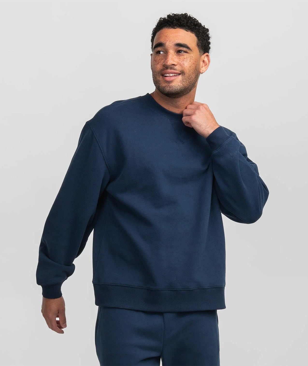 Washed Fleece Essential Crewneck - Classic Navy - image 1