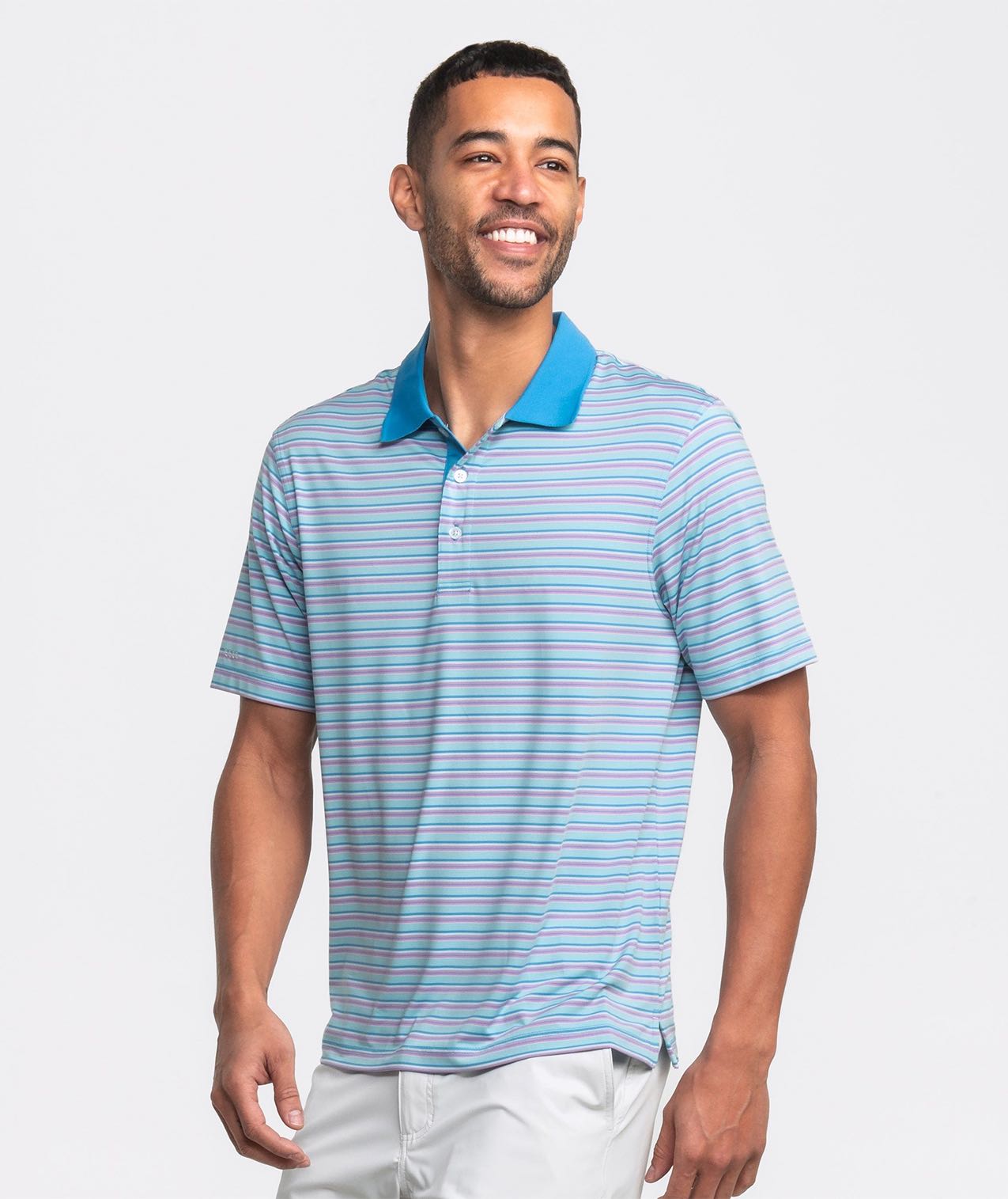 Somerset Stripe Polo - Tropical Teal - Image 2