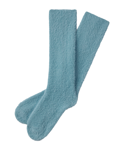 Ribbed Feather Knit Socks - Chalky Blue - image 1