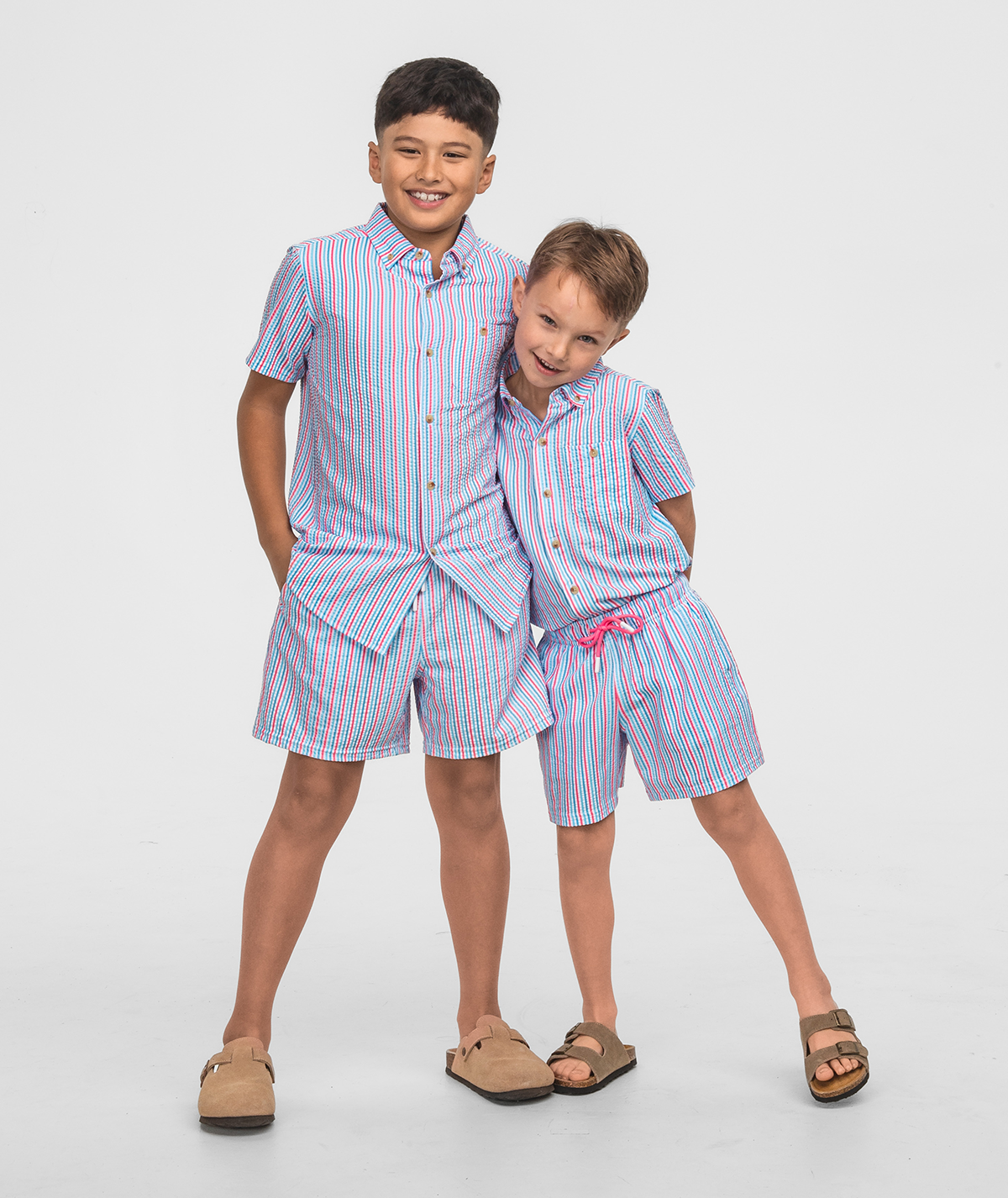 Boys Clubhouse Seersucker Baja Shirt SS - Berry Tide - Image 1