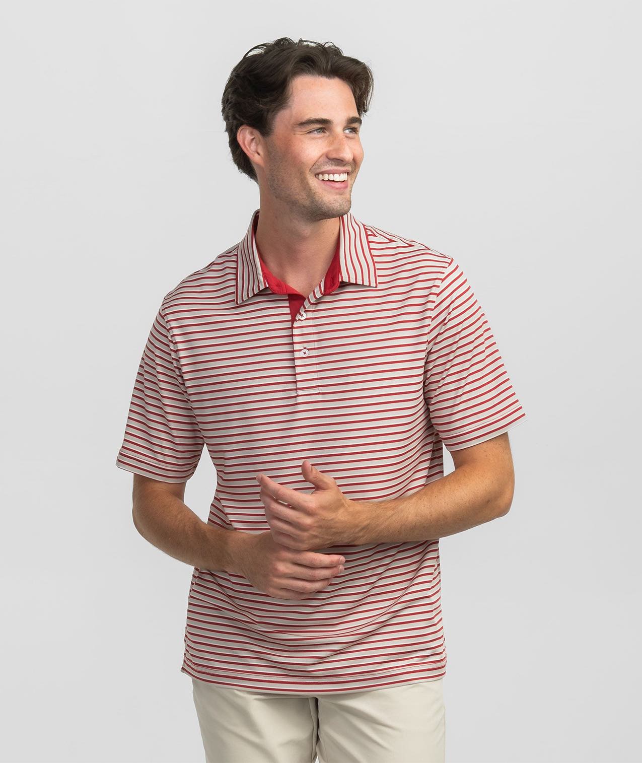 Starting Lineup Stripe Polo - Crimson Grey - Image 1