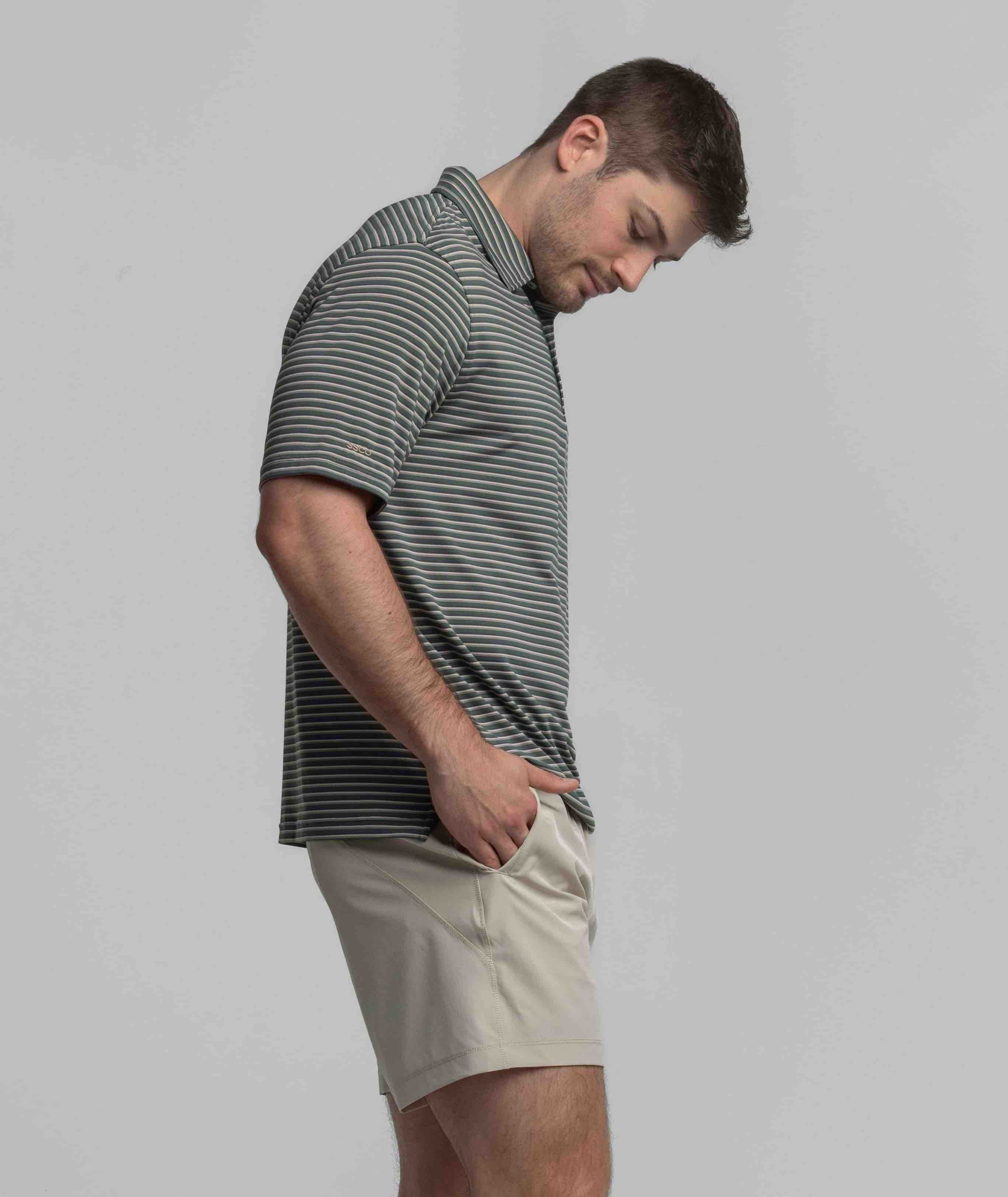 Crestline Stripe Polo - Dark Forest - Image 2