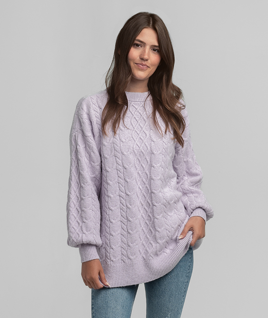 Comfy Cozy Cable Sweater - Orchid Petal - Image 1