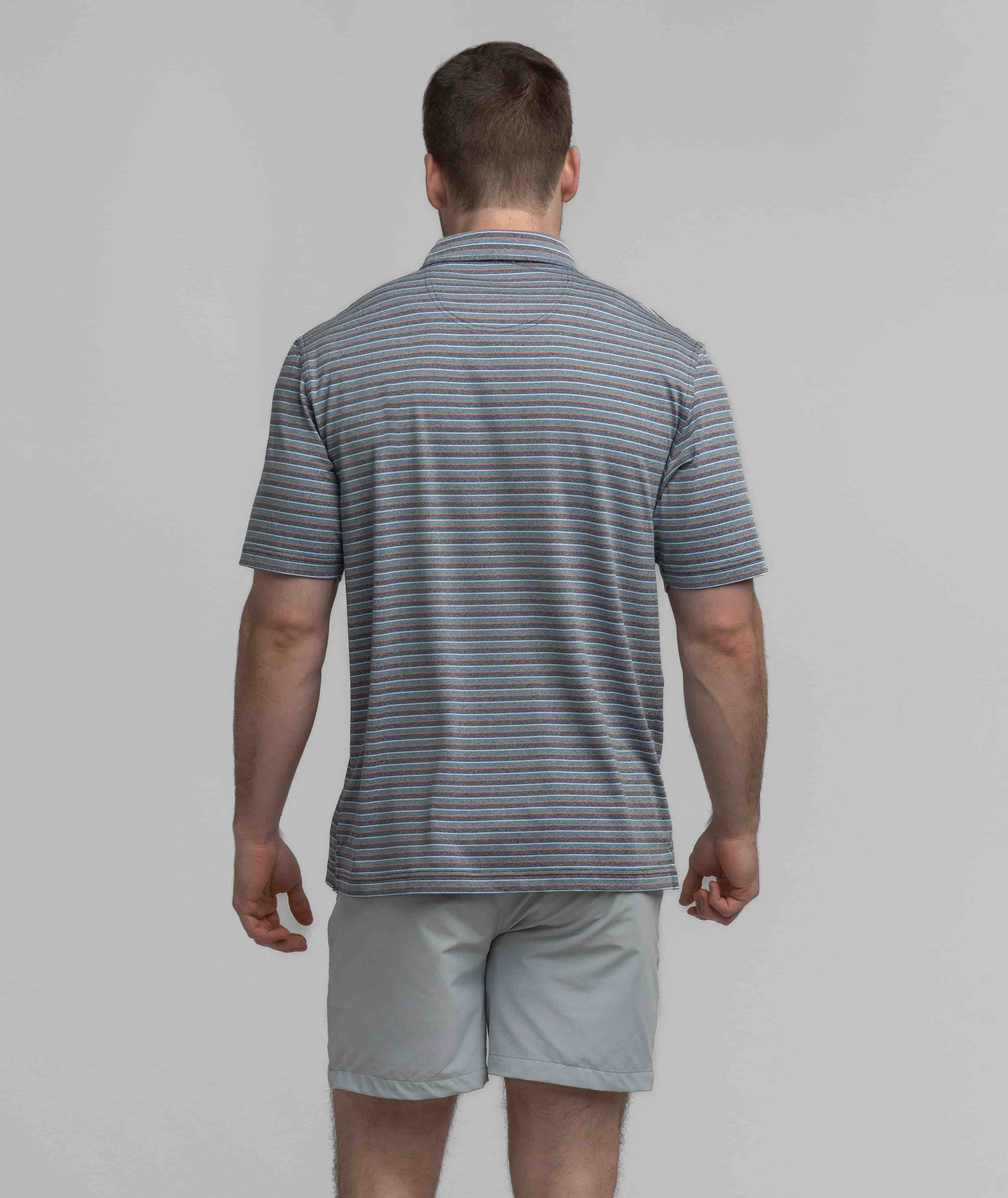 Cahaba Heather Stripe Polo - Navy Night - Image 3