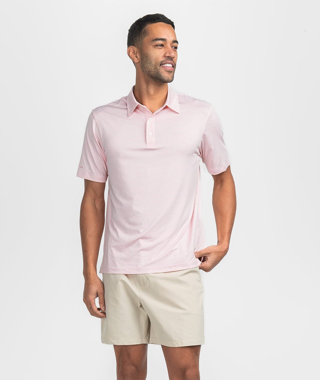 Heather Madison Stripe Polo - Conch Shell - Image 2