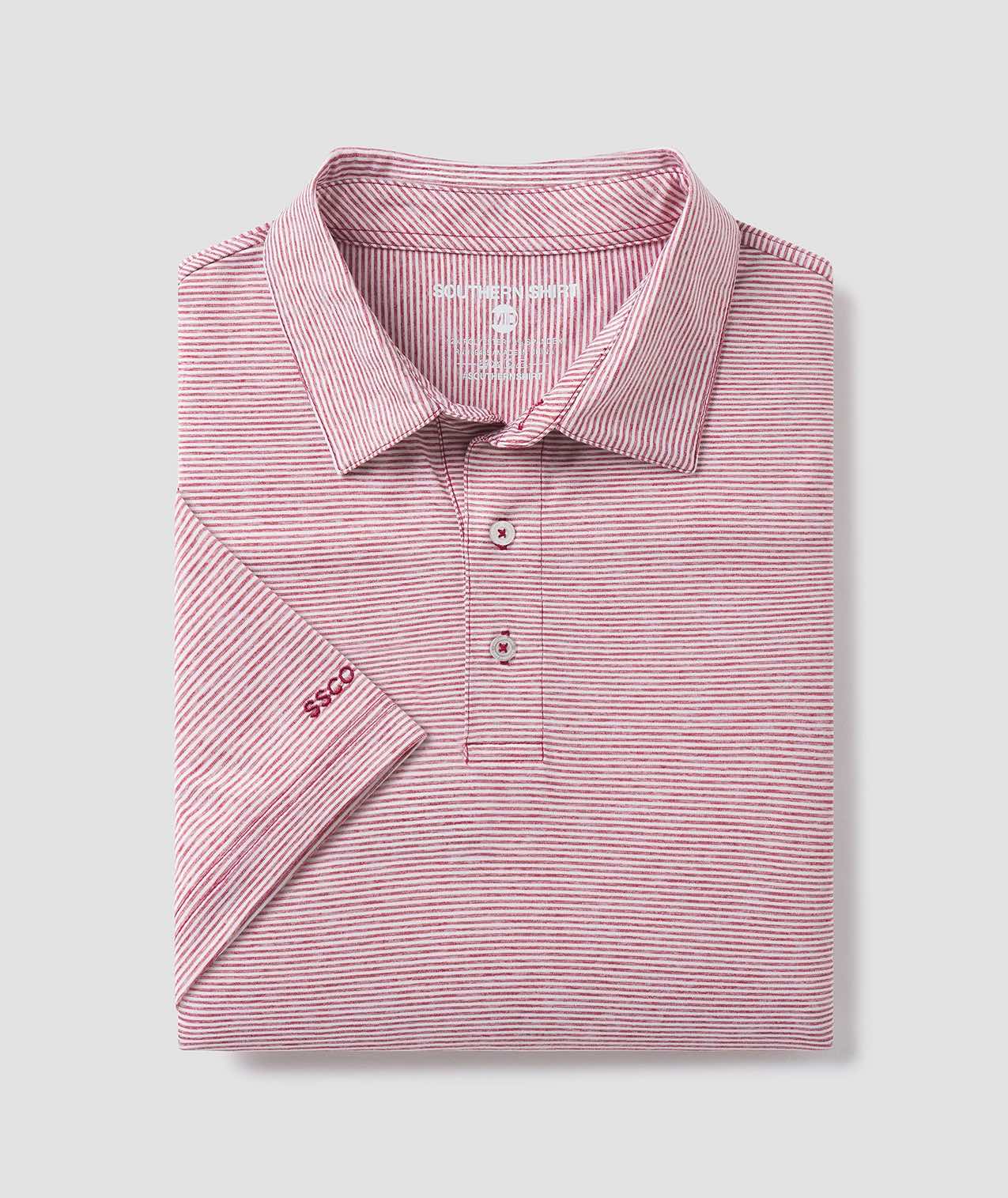 Heather Madison Stripe Polo - Red Zone - Image 1