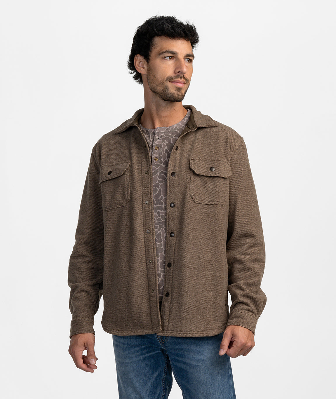 Brushline Fleece Shacket - Espresso - Image 1