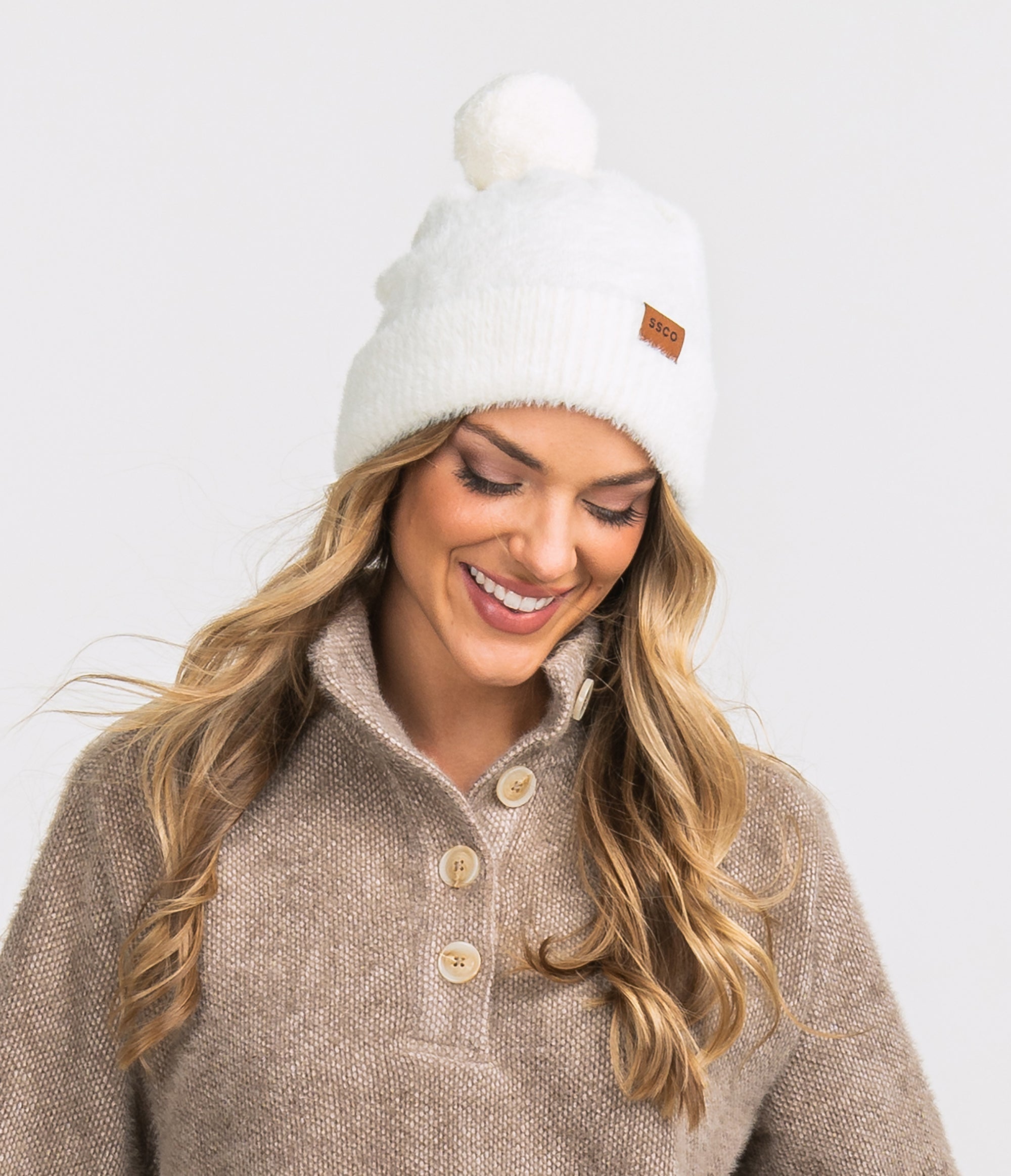 Feather Knit Beanie - Off White - Image 1