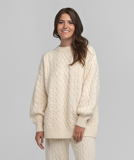 Comfy Cozy Cable Sweater - Parchment - Image 1