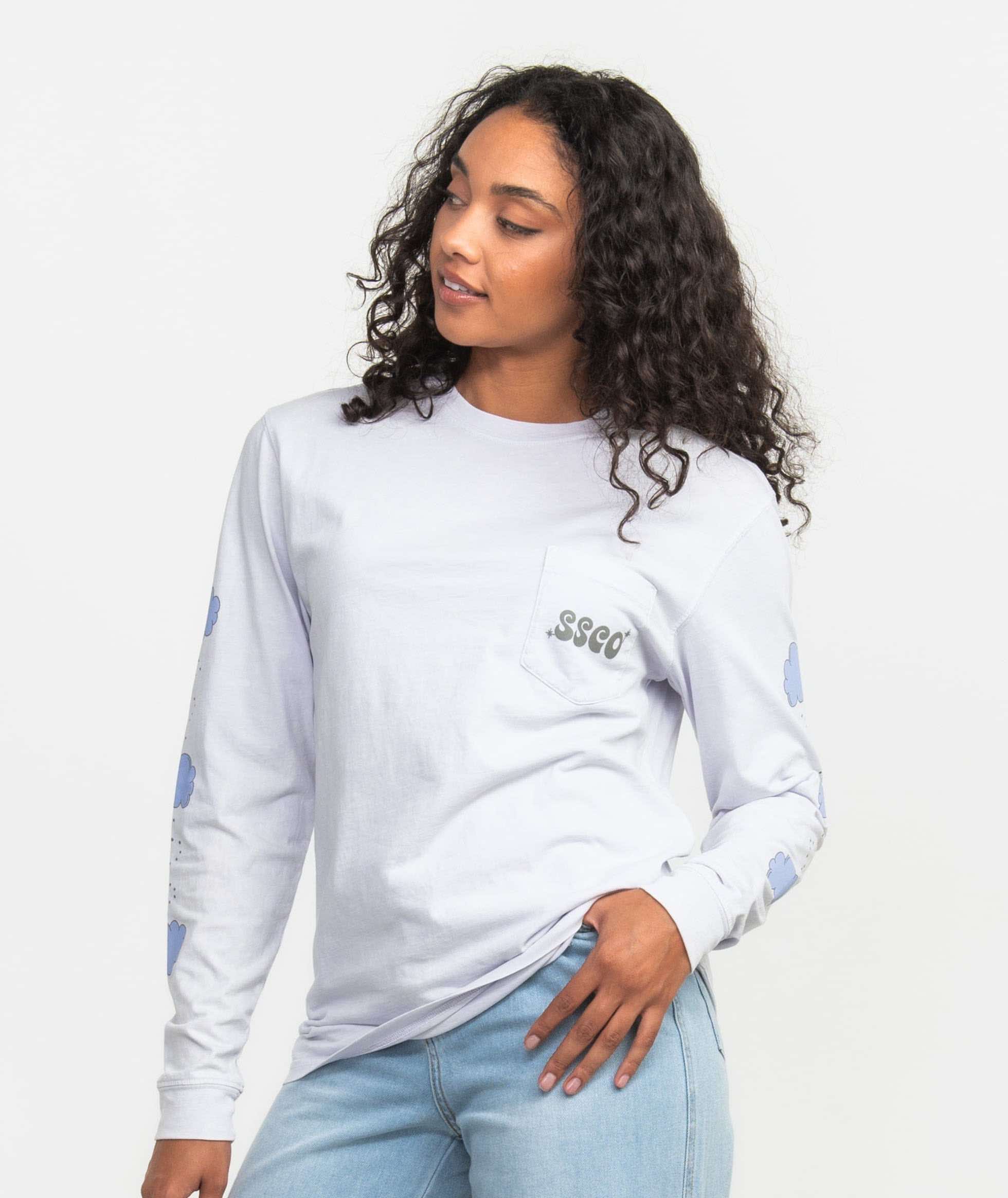 Positive Thoughts Puff Print Tee LS - Purple Heather - Image 2