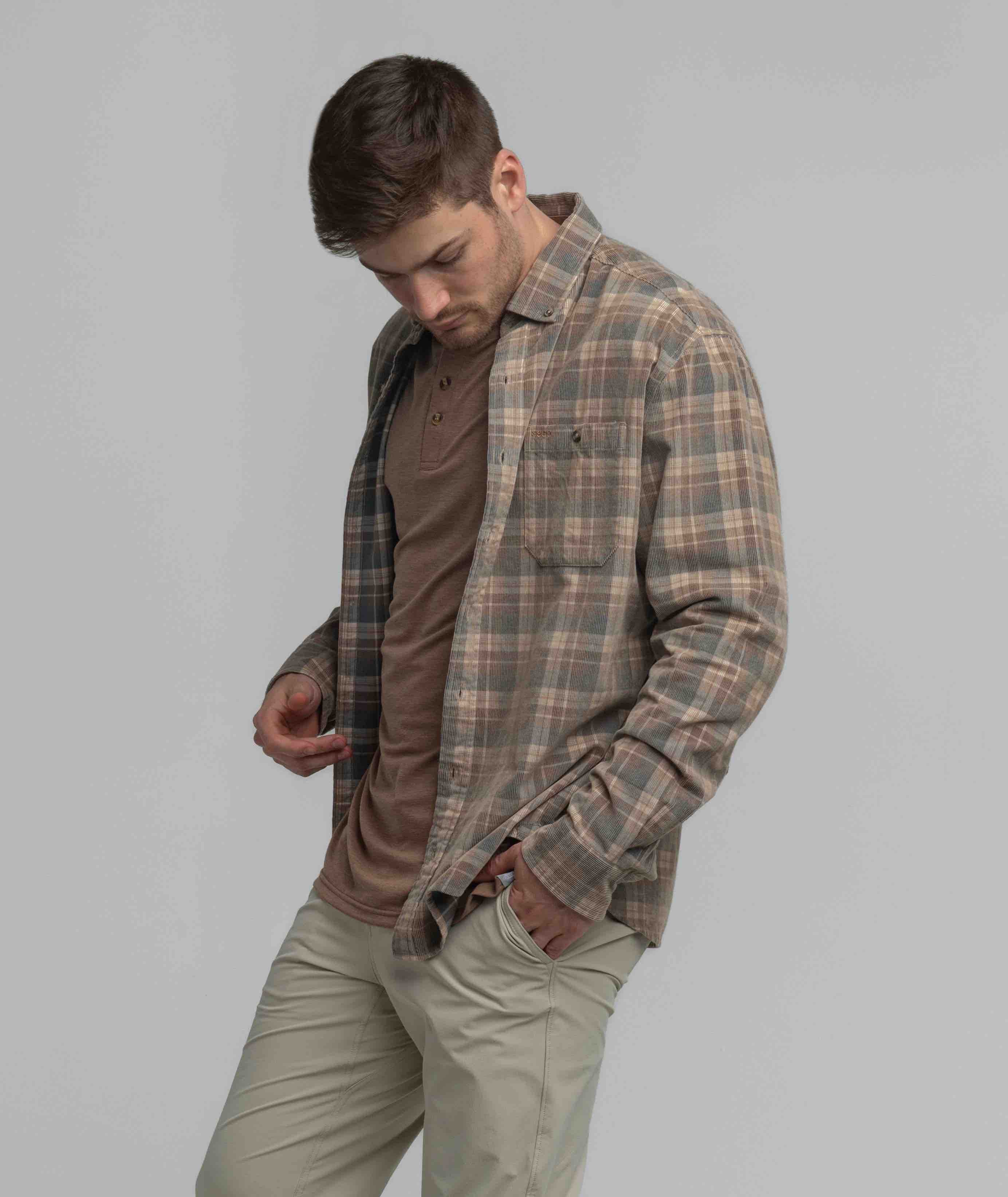 Braxton Lightweight Cord Flannel - Boulder - Image 2