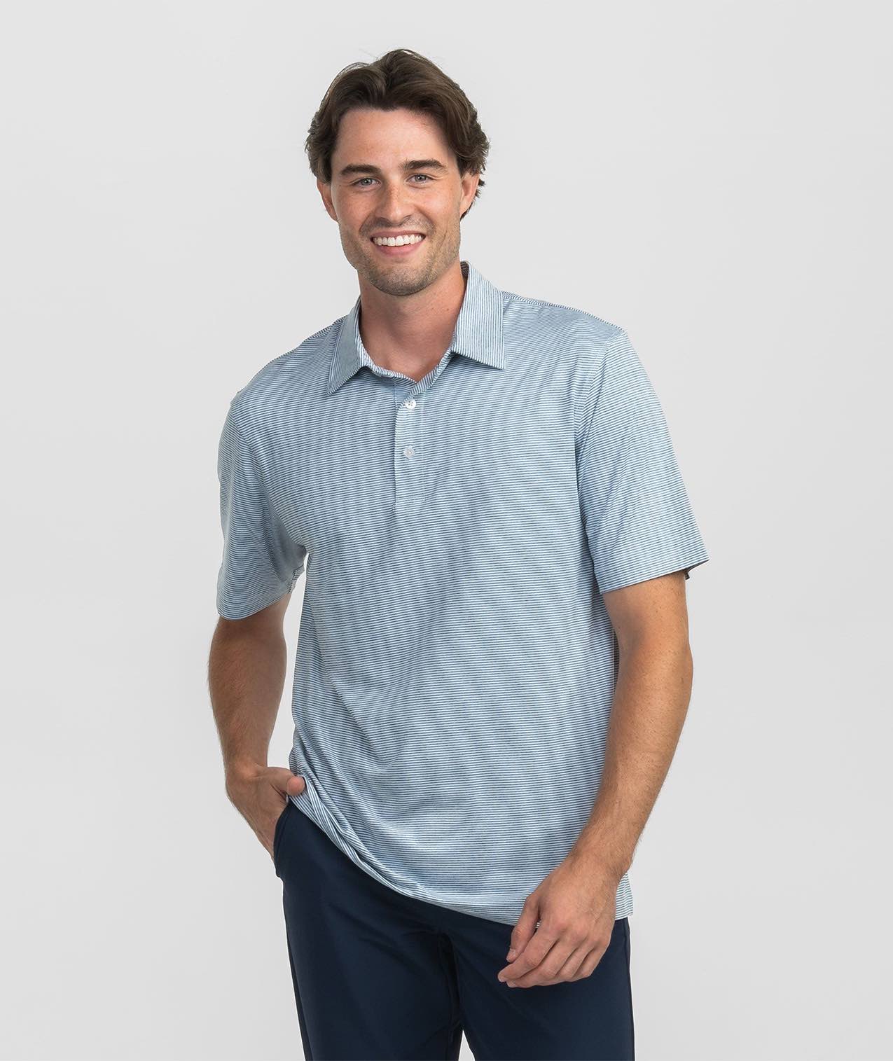 Heather Madison Stripe Polo - Classic Navy - Image 2