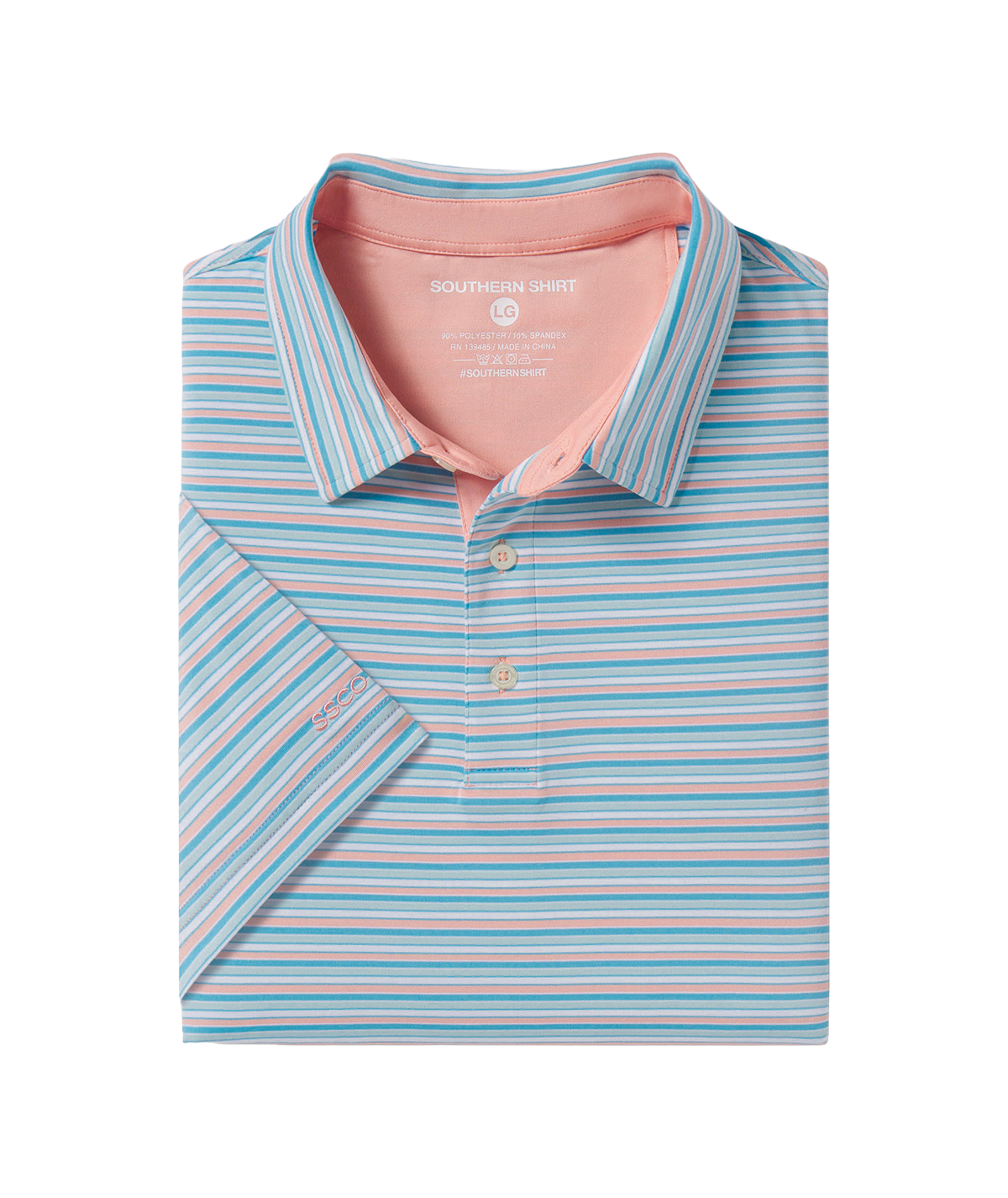 Grant Stripe Polo - Island Coral - Image 1