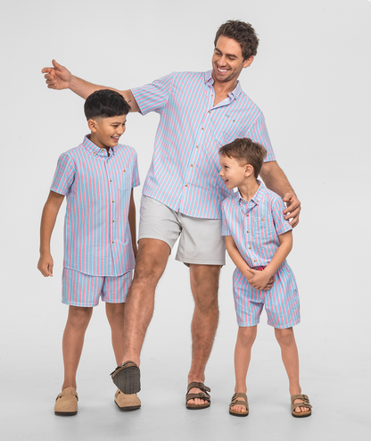 Clubhouse Seersucker Baja Shirt SS - Berry Tide - Image 4