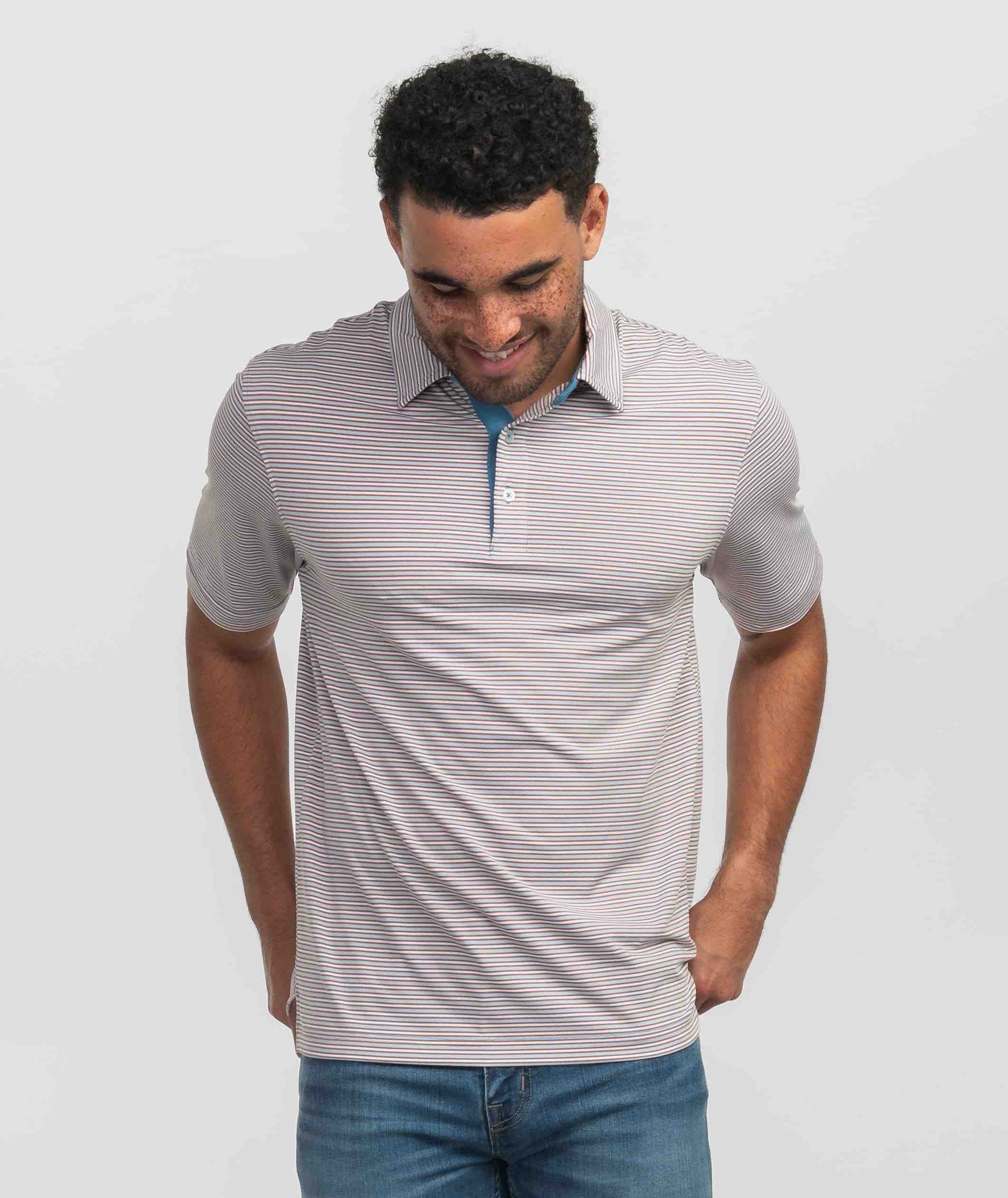 Scoreboard Stripe Polo - Smoke Blue - Image 2