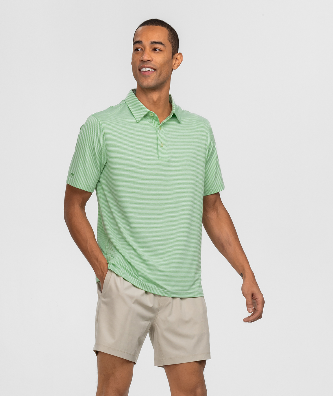Heather Madison Stripe Polo - Fairway - Image 2