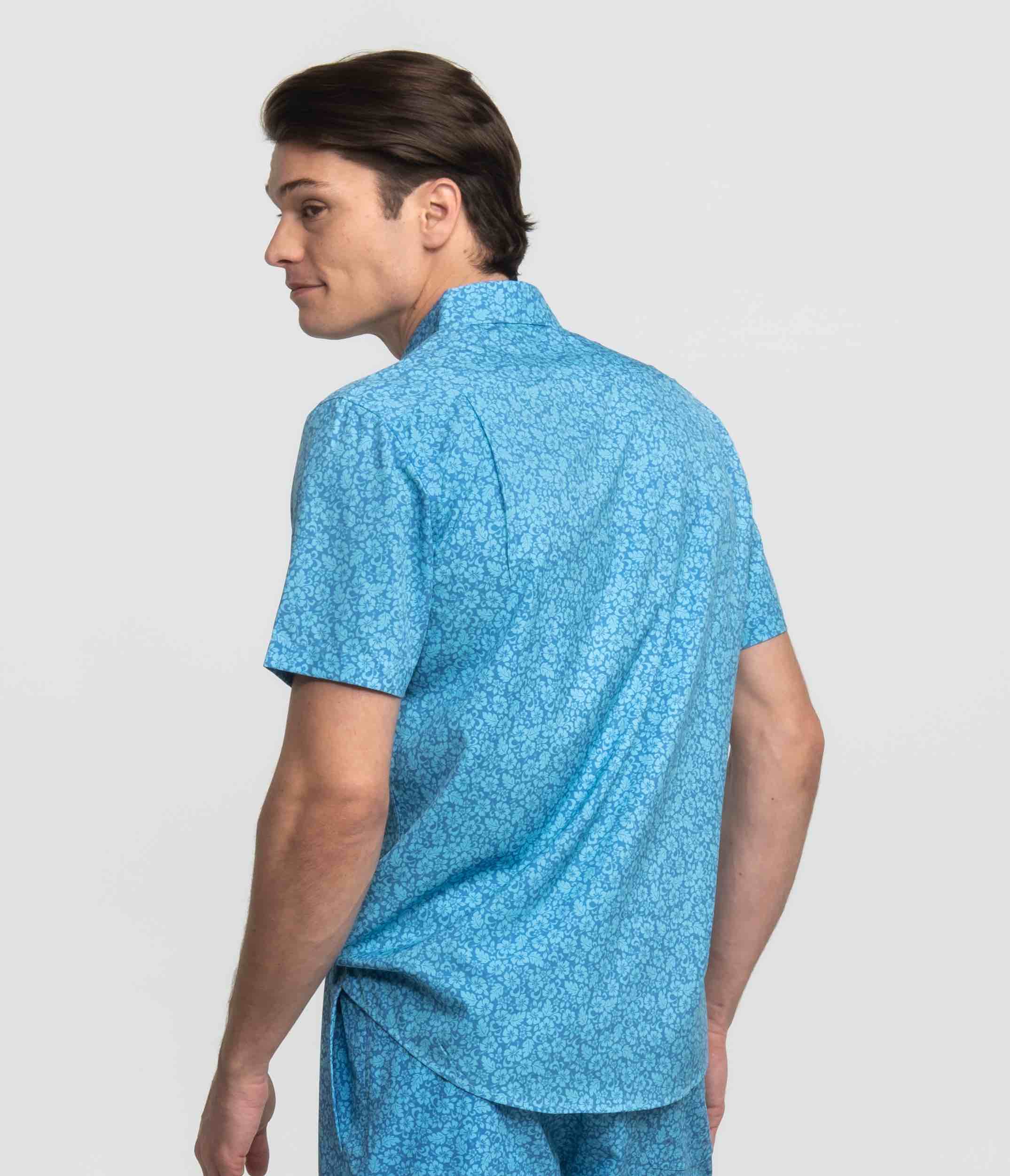 Blue Blooms Baja Shirt