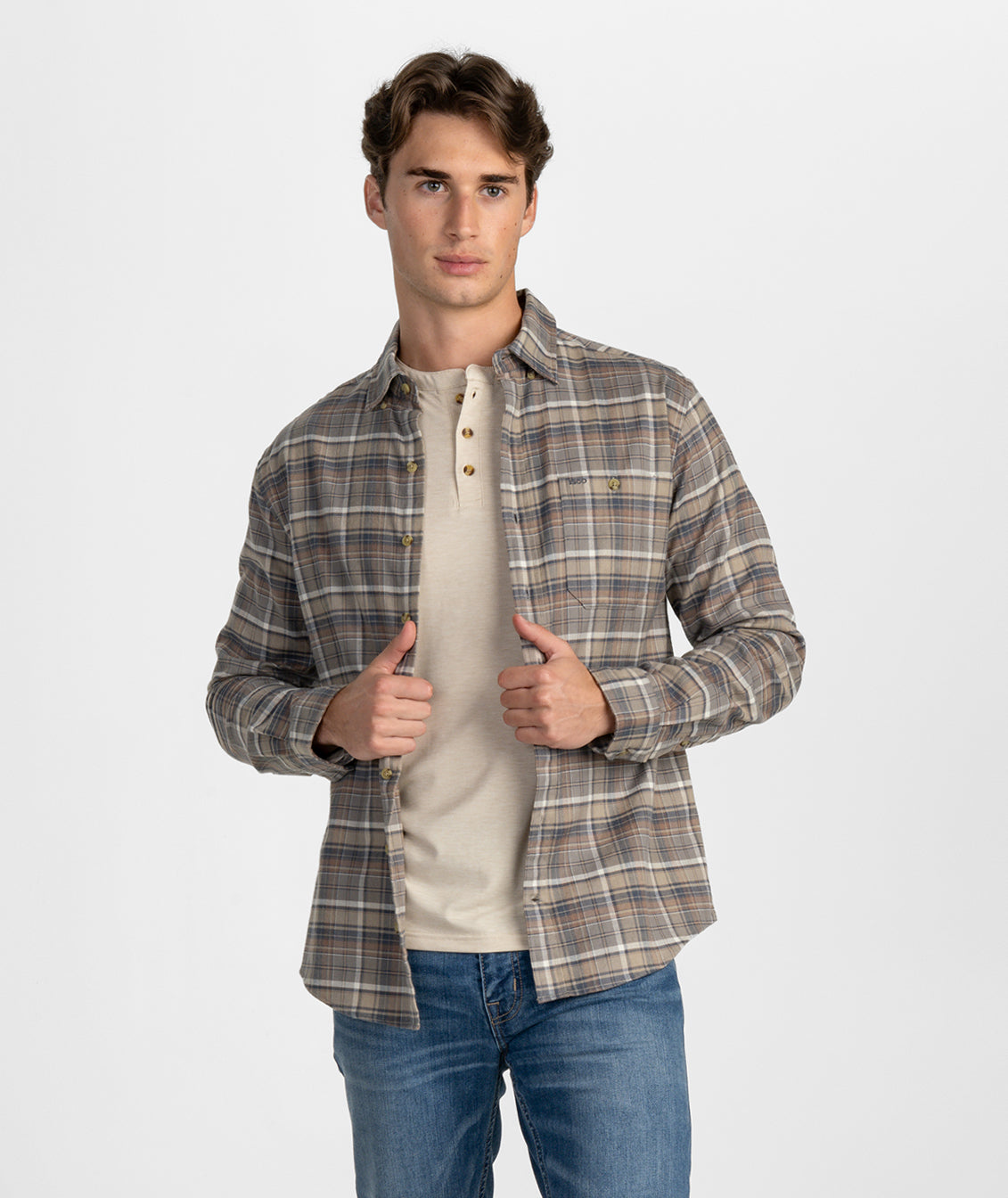 Ironwood Stretch Flannel LS - Bark - image 1