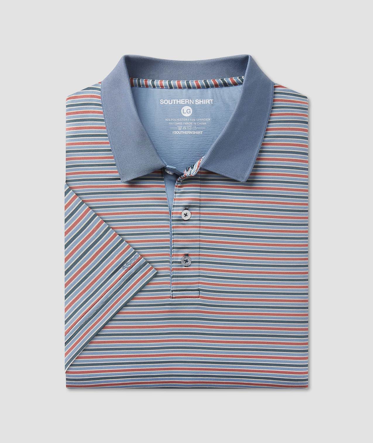 Tucker Stripe Polo - Country Blue - Image 1