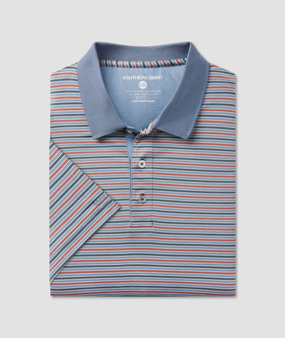 Tucker Stripe Polo - Country Blue - Image 1