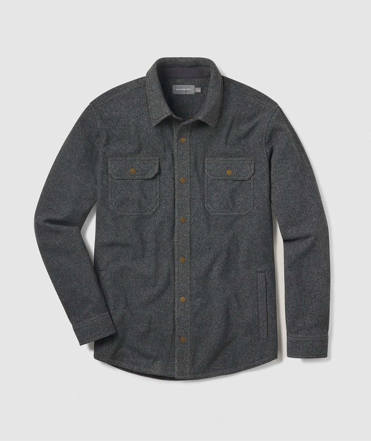 Stretch Twill Shacket - Iron Ore - image 1