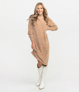 Turtleneck Midi Sweater Dress - Mocha Tan