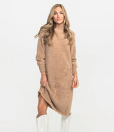 Turtleneck Midi Sweater Dress - Mocha Tan