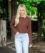 Crop Knit Basic Top - Maple