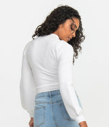 Mock Neck Knit Top - Bright White