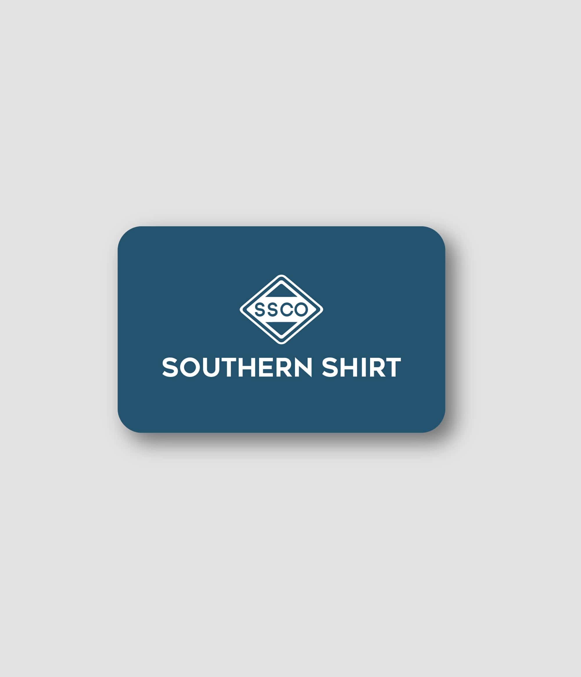 eGift Card (SSCO) design featuring Southern Shirt logo on a blue background.