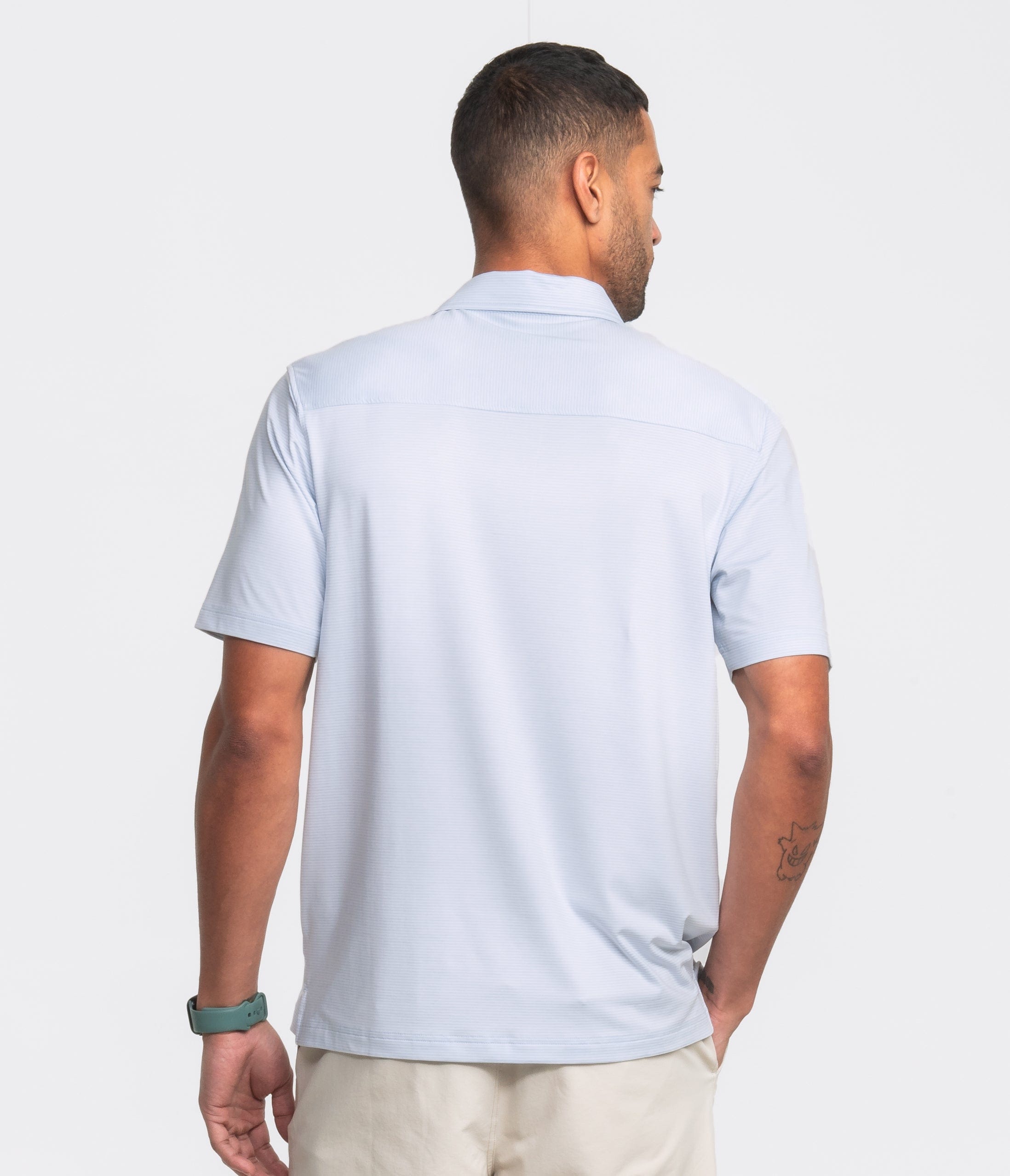 Heather Madison Stripe Polo - Powder Blue